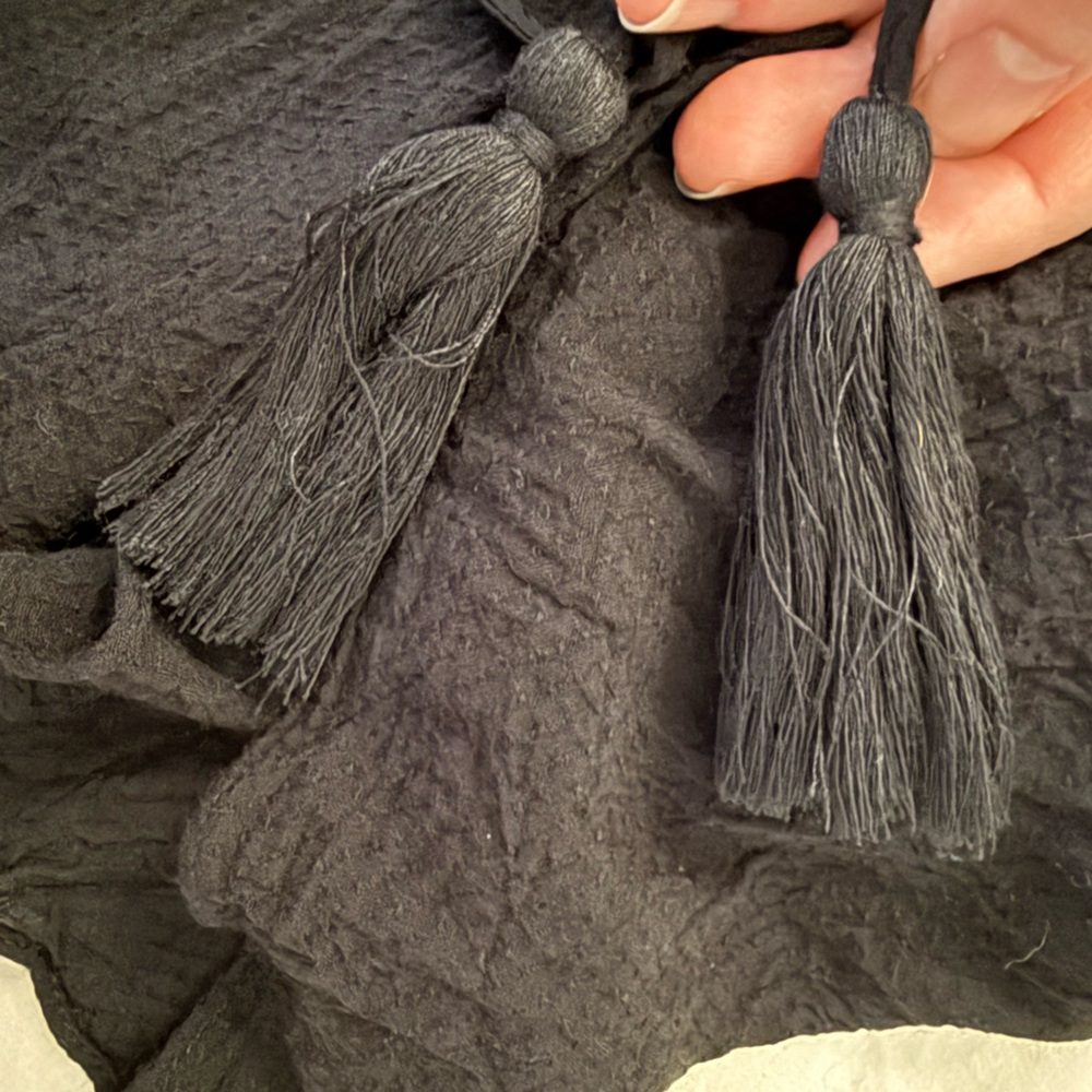 Black Ruffled Drawstring Waist Women's Top/Tunic - Picture 14 of 14